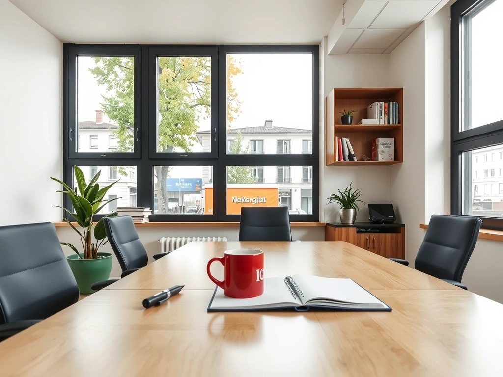 Wnętrze gabinetu dietetycznego w Krakowie z widokiem na miasto